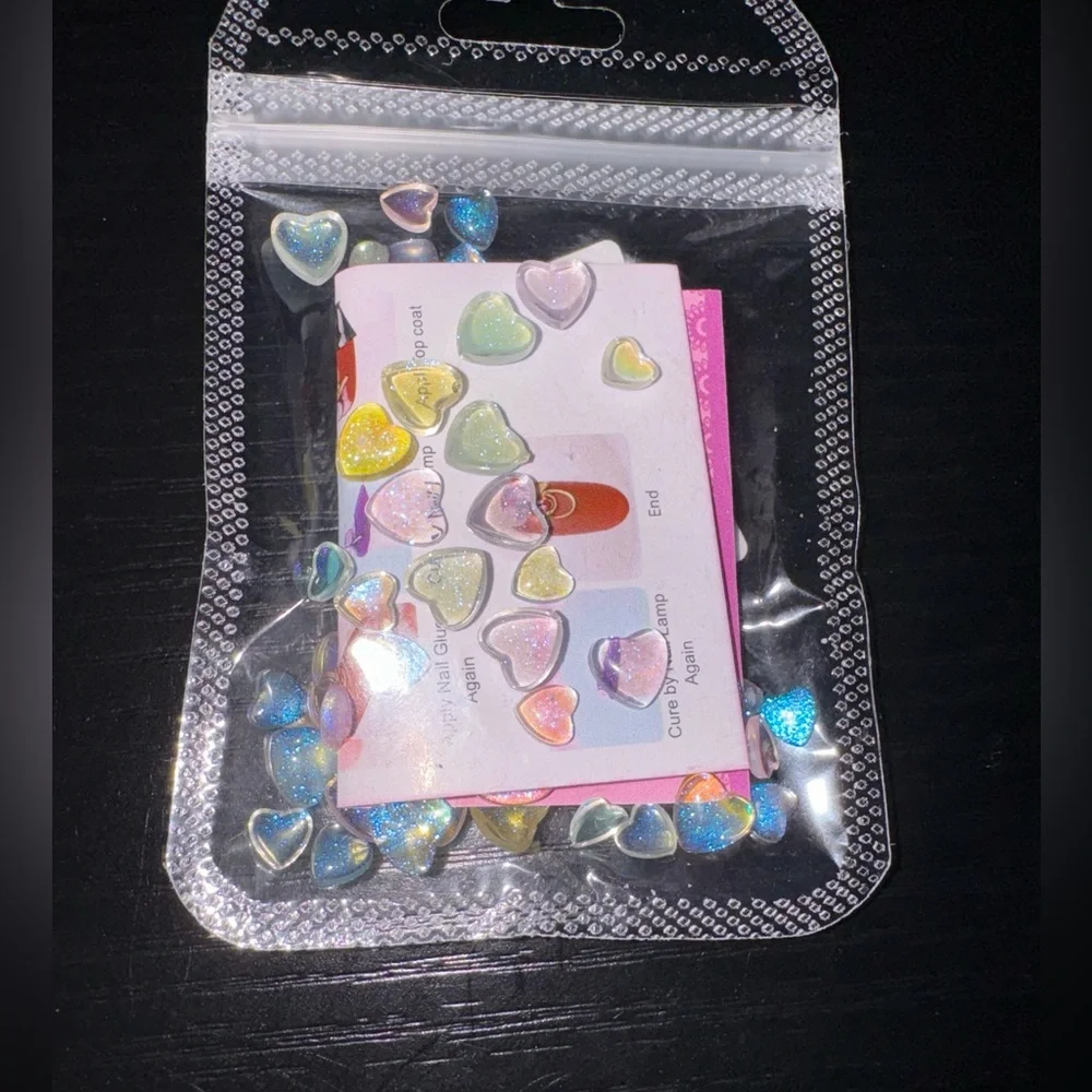 * 3 for 15 * Set of 3D Valentines Heart Nail Charms and Nail Sticker Hearts